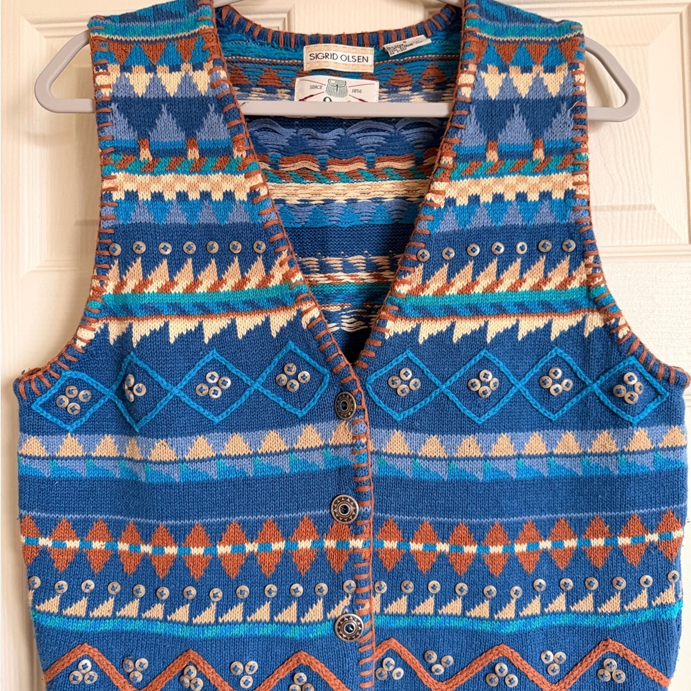 Sigrid Olsen for Orvis Women’s Knit Sweater Vest Size Small New Vintage EC
